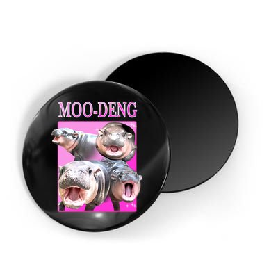 Hot Pink Moo Deng Hippo Meme Funny Magnet