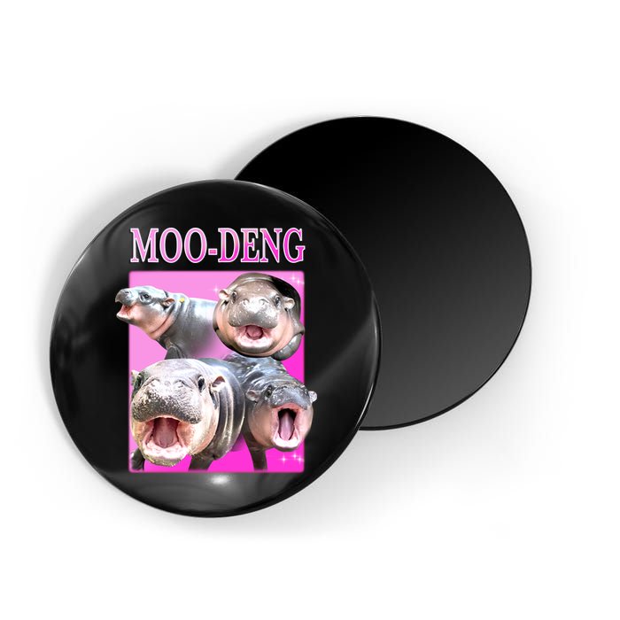 Hot Pink Moo Deng Hippo Meme Funny Magnet