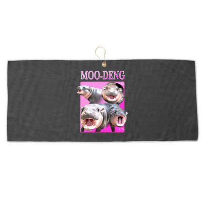 Hot Pink Moo Deng Hippo Meme Funny Large Microfiber Waffle Golf Towel