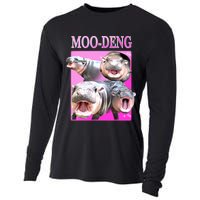 Hot Pink Moo Deng Hippo Meme Funny Cooling Performance Long Sleeve Crew