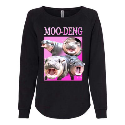 Hot Pink Moo Deng Hippo Meme Funny Womens California Wash Sweatshirt