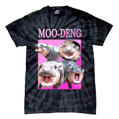 Hot Pink Moo Deng Hippo Meme Funny Tie-Dye T-Shirt