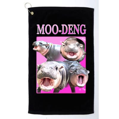 Hot Pink Moo Deng Hippo Meme Funny Golf Towel