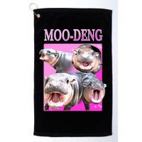 Hot Pink Moo Deng Hippo Meme Funny Golf Towel
