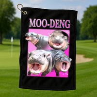 Hot Pink Moo Deng Hippo Meme Funny Golf Towel