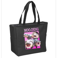 Hot Pink Moo Deng Hippo Meme Funny Zip Tote Bag