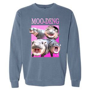 Hot Pink Moo Deng Hippo Meme Funny Garment-Dyed Sweatshirt