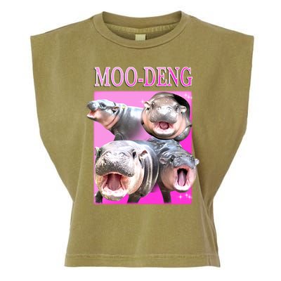 Hot Pink Moo Deng Hippo Meme Funny Garment-Dyed Women's Muscle Tee