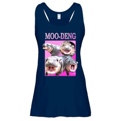 Hot Pink Moo Deng Hippo Meme Funny Ladies Essential Flowy Tank