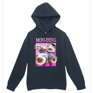 Hot Pink Moo Deng Hippo Meme Funny Urban Pullover Hoodie