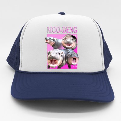 Hot Pink Moo Deng Hippo Meme Funny Trucker Hat