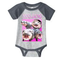 Hot Pink Moo Deng Hippo Meme Funny Infant Baby Jersey Bodysuit