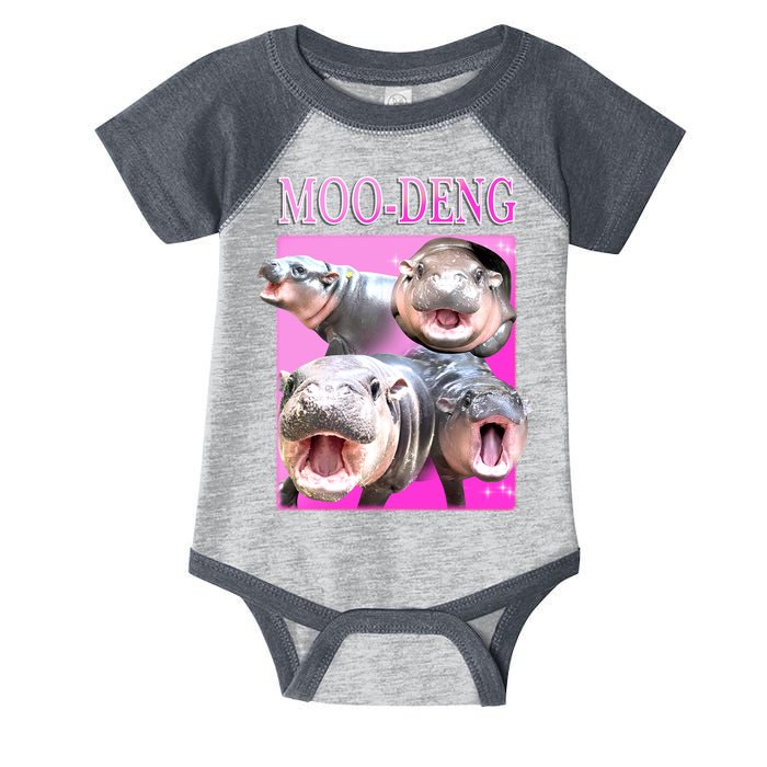 Hot Pink Moo Deng Hippo Meme Funny Infant Baby Jersey Bodysuit