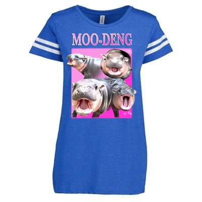 Hot Pink Moo Deng Hippo Meme Funny Enza Ladies Jersey Football T-Shirt