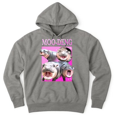 Hot Pink Moo Deng Hippo Meme Funny Hoodie