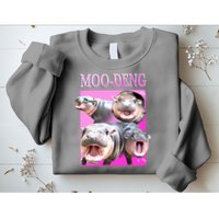 Hot Pink Moo Deng Hippo Meme Funny Sweatshirt