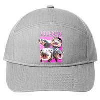 Hot Pink Moo Deng Hippo Meme Funny 7-Panel Snapback Hat