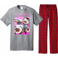 Hot Pink Moo Deng Hippo Meme Funny Pajama Set