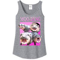 Hot Pink Moo Deng Hippo Meme Funny Ladies Essential Tank