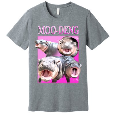 Hot Pink Moo Deng Hippo Meme Funny Premium T-Shirt