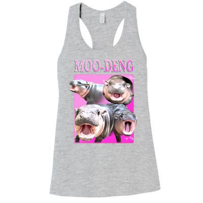 Hot Pink Moo Deng Hippo Meme Funny Women's Racerback Tank