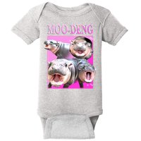 Hot Pink Moo Deng Hippo Meme Funny Baby Bodysuit