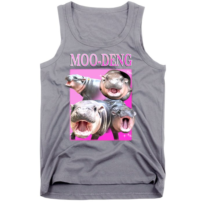 Hot Pink Moo Deng Hippo Meme Funny Tank Top