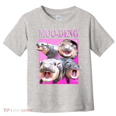 Hot Pink Moo Deng Hippo Meme Funny Toddler T-Shirt