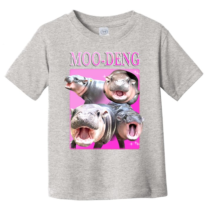 Hot Pink Moo Deng Hippo Meme Funny Toddler T-Shirt