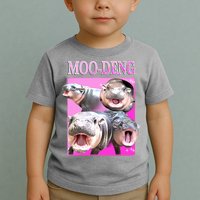 Hot Pink Moo Deng Hippo Meme Funny Toddler T-Shirt