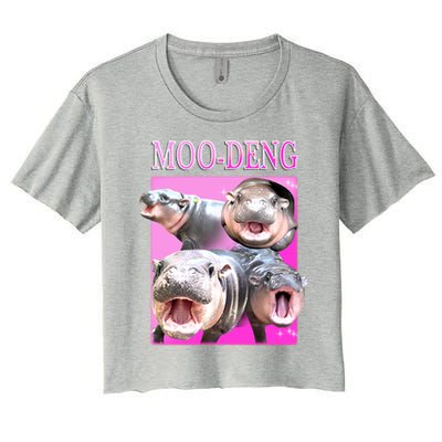 Hot Pink Moo Deng Hippo Meme Funny Crop Top