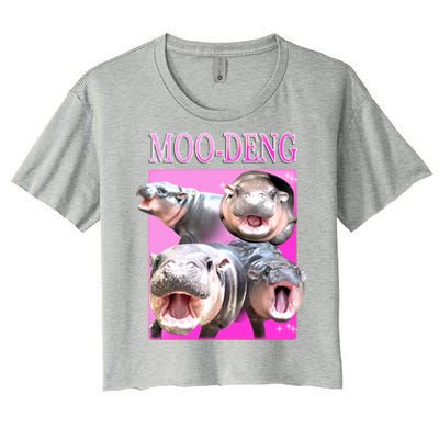 Hot Pink Moo Deng Hippo Meme Funny Women's Crop Top Tee