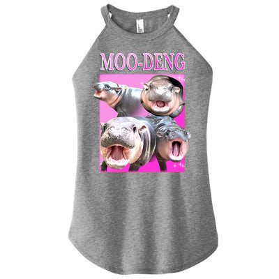 Hot Pink Moo Deng Hippo Meme Funny Women's Perfect Tri Rocker Tank