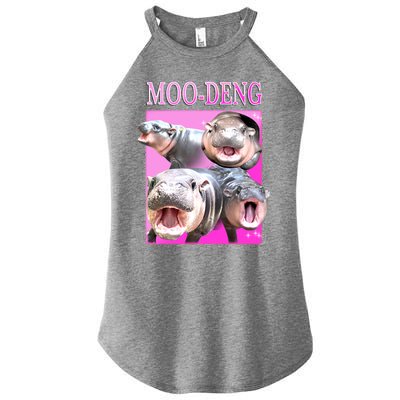 Hot Pink Moo Deng Hippo Meme Funny Women's Perfect Tri Rocker Tank