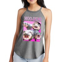 Hot Pink Moo Deng Hippo Meme Funny Women's Perfect Tri Rocker Tank