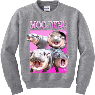 Hot Pink Moo Deng Hippo Meme Funny Kids Sweatshirt