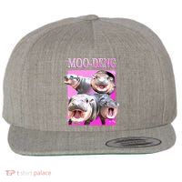 Hot Pink Moo Deng Hippo Meme Funny Wool Snapback Cap