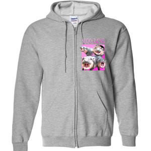 Hot Pink Moo Deng Hippo Meme Funny Full Zip Hoodie