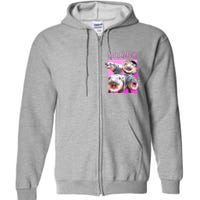 Hot Pink Moo Deng Hippo Meme Funny Full Zip Hoodie