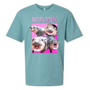 Hot Pink Moo Deng Hippo Meme Funny Sueded Cloud Jersey T-Shirt