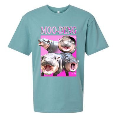 Hot Pink Moo Deng Hippo Meme Funny Sueded Cloud Jersey T-Shirt