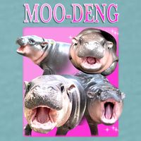 Hot Pink Moo Deng Hippo Meme Funny Sueded Cloud Jersey T-Shirt