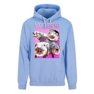 Hot Pink Moo Deng Hippo Meme Funny Unisex Surf Hoodie