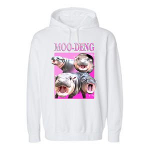 Hot Pink Moo Deng Hippo Meme Funny Garment-Dyed Fleece Hoodie