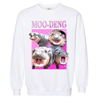 Hot Pink Moo Deng Hippo Meme Funny Garment-Dyed Sweatshirt