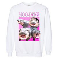 Hot Pink Moo Deng Hippo Meme Funny Garment-Dyed Sweatshirt