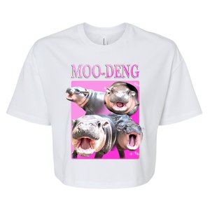 Hot Pink Moo Deng Hippo Meme Funny Bella+Canvas Jersey Crop Tee