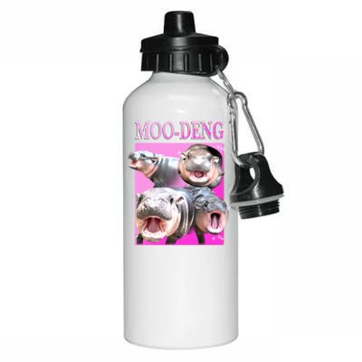 Hot Pink Moo Deng Hippo Meme Funny Aluminum Water Bottle