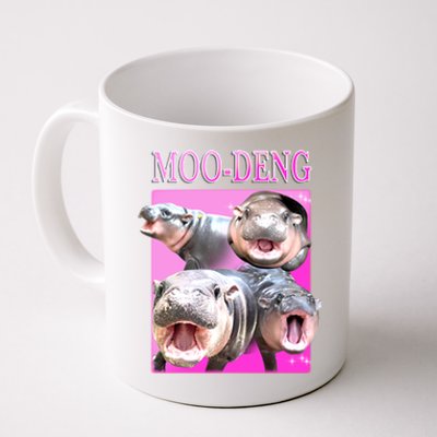 Hot Pink Moo Deng Hippo Meme Funny Coffee Mug