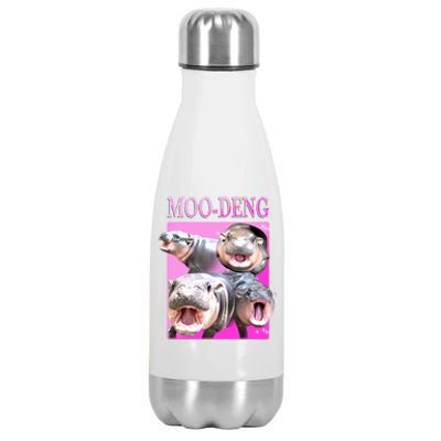 Hot Pink Moo Deng Hippo Meme Funny Stainless Steel Insulated Water Bottle